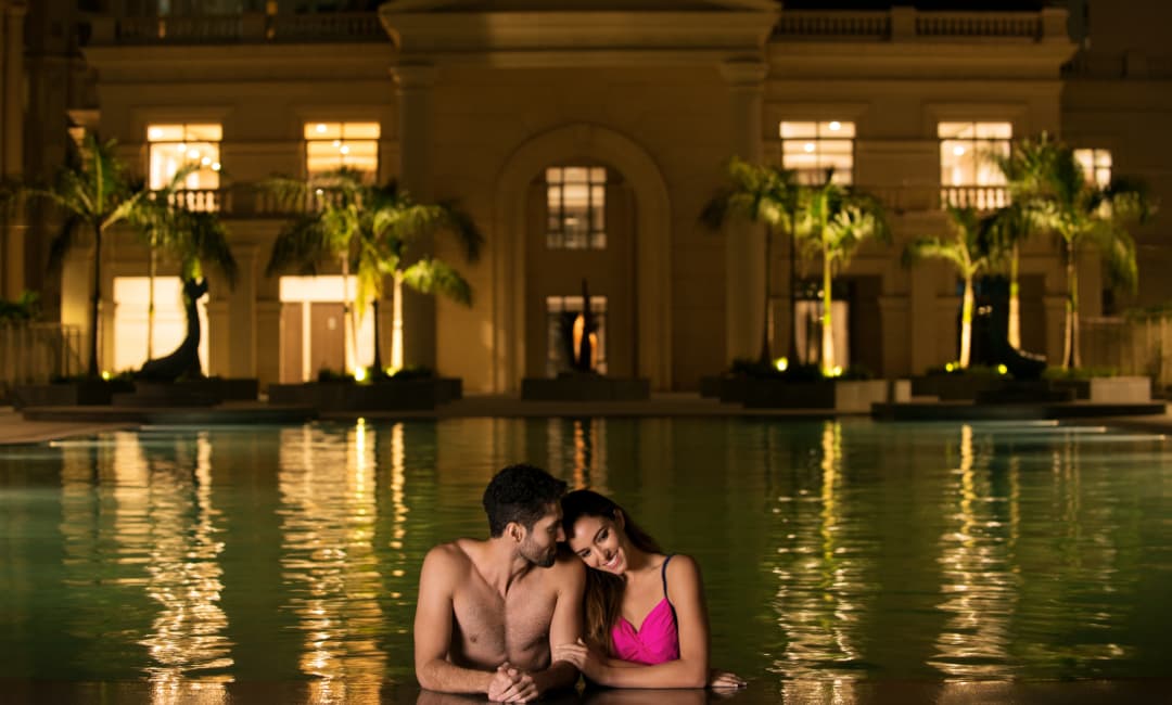 Hiranandani Estate outdoor swimming pool at nights